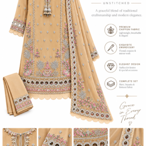Agha Noor – Luxury Embroidered Chiffon Suit Set