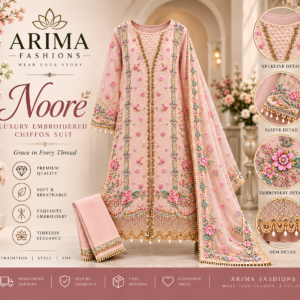 Arima Fashions – Nooré Luxury Embroidered Chiffon Suit